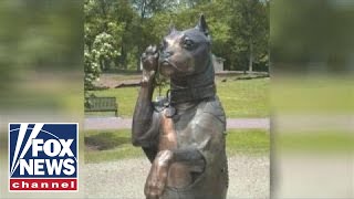 Stubby sculpture honors famous American war dog [upl. by Lleuqar]