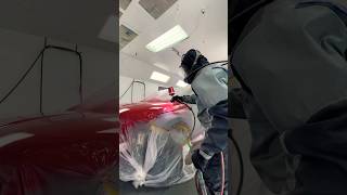 SPRAY PAINTING RED SPORTS CAR AUTOBODY PAINT JOB [upl. by Harleigh]