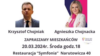 Debata prezydencka Krzysztof Chojniak i Agnieszka Chojnacka 20032024 g1800 Restauracja Symfonia [upl. by Ailegna]