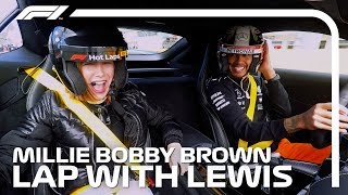 Millie Bobby Browns Lap With Lewis Hamilton  F1 Pirelli Hot Laps [upl. by Ever]