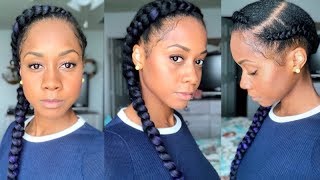 Cornrow quotFeed Inquot Braid Protective Style on Black Hair  Leg Workout [upl. by Dorca]