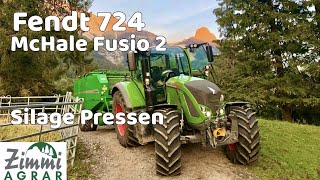 Silage Pressen mit Fendt 724 mit McHale Fusion 2Zimmi Agrar [upl. by Gothart]