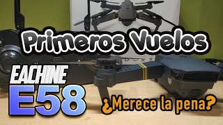 👍Eachine E58 👍Unboxing y primeros vuelos como volar y explicación botones mando [upl. by Schurman265]