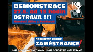 Demonstrace OS KOVO  Nechceme chudé zaměstnance [upl. by Atsyrc729]