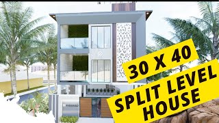 30x40 house plan 1200 Sqft house walkthrough Split level house tour with sit out in the terrace [upl. by Jordanna]