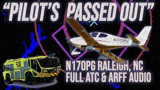 Pilot Becomes Incapacitated  Cirrus N170PG Emergency Raleigh NC  Full ATC and ARFF Audio [upl. by Gagnon]