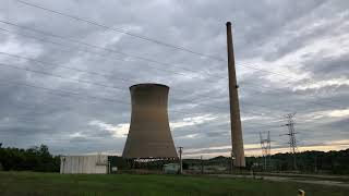 Muskingum River power plant unit five cooling tower and stack demolition [upl. by Mecke]