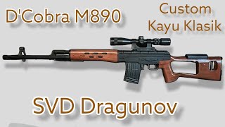 DCobra M890 SVD Dragunov Custom Repaint Wooden Look Mainan Airsoft Spring Cat Motif Kayu Klasik [upl. by Eirrehc]