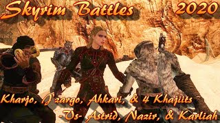 Skyrim Battles  Kharjo Jzargo Ahkari amp 4 Khajiits Vs Astrid Nazir amp Karliah Legendary [upl. by Tallula]