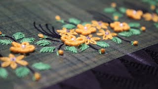 Bullion knot embroidery for cotton saree [upl. by Ayimat]