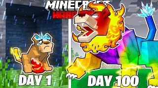 I Survived 100 Days as an ELEMENTAL LION in HARDCORE Minecraft [upl. by Orlan]