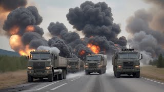 13 Minutes Ago Dozens of Russian Trucks Carrying 700 Tons of Ammunition Were Blown Up in Ukraine [upl. by Nomolos]