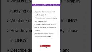 Collection and Linq Interview Questions shorts interview linq [upl. by Folsom]