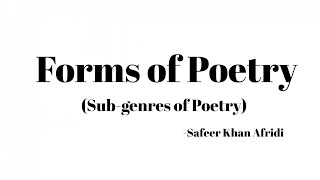 Forms of Poetry SubGenres of Poetry in UrduHindi [upl. by Victor]