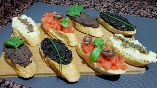 4 maneras de hacer BRUSCHETTAS con ANCHOAS  Receta RÁPIDA [upl. by Marcille]