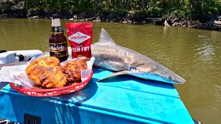 SPICY BEER Battered SHARK Catch n Cook [upl. by Nonahs]