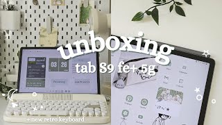 📦 Samsung Tab S9 FE 5G ⋆˚☁️ aesthetic unboxing and setup new cute keyboard yunziikeyboard [upl. by Noelc]