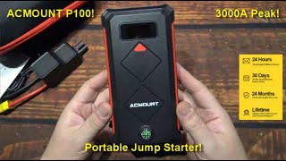 ACMOUNT Jump Starter Kit Review 3000A Peak Power Bank Flashlight OLED Display [upl. by Fahy]