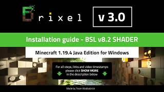 Brixel v30 BSL Installation tutorial for Minecraft v1194 Java Edition on PC wtih BSL shader [upl. by Campman]