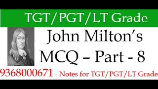 John Milton MCQ Part  8 Multiple choice questions Explained in Hindi [upl. by Domonic]