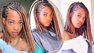 Protective Style  TWA to Cornrow Braid Asymmetrical Bob [upl. by Terina]