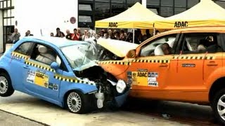 Crashtest Audi Q7 vs Fiat 500 [upl. by Enyala]