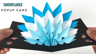 Snowflakes Popup Card Unique Design for Christmas 🎄  DIY Tutorial by Paper Folds  961 [upl. by Suhploda]