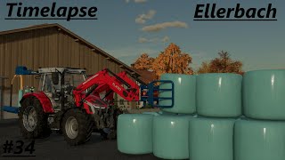 LS22 Timelapse Ellerbach 34 Siloballen wickeln mit dem Massey Ferguson 5s 145 [upl. by Leahcimdivad]