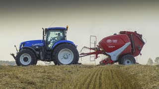 30kmh Słoma na dwa zestawy New Holland T7220 T6080  Lely Welger RP160 RP445 [upl. by Anuahs]