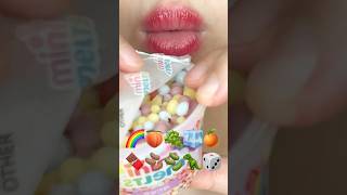 ASMR EMOJI FOOD 🌈🍑🍇🧊🍊🍫🫘🫘🦖🎲 이모지 먹방 sped up [upl. by Rhee]