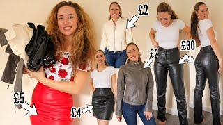 Charity Shop Haul  Amazing Leather Finds Trousers Skirts Jackets and Dresses [upl. by Amahs]