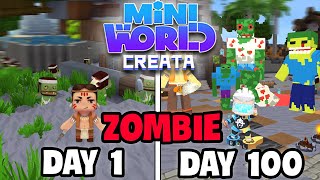 Mình cùng 2 đứa em sinh tồn 100 ngày Mini World ZOMBIE Siêu Khó [upl. by Akinuahs]