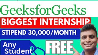 Geeks For Geeks Internship 2024  BIG UPDATE  STIPEND ₹30K  All India Eligible  Freshers 🔥🔥🔥 [upl. by Nnaylloh492]