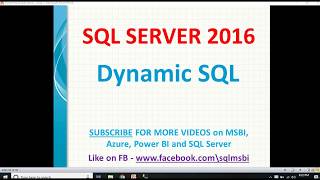 Dynamic sql in sql server  dynamic queries in sql server  sql execute function [upl. by Avonasac]