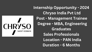 Recruitment of Sales Management Trainees in Chryso India Private Limited  What amp How [upl. by Brina]