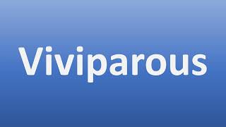 How to Pronounce Viviparous [upl. by Heer]