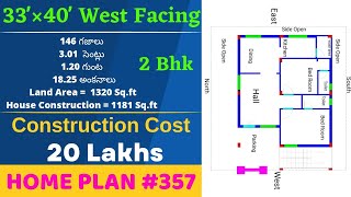 33×40 West Facing 2 Bhk House Design 1320 SqFt House Plan Vastu [upl. by Zavala]