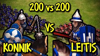 200 ELITE KONNIKS vs 200 ELITE LEITIS  AoE II Definitive Edition [upl. by Ahcsat921]