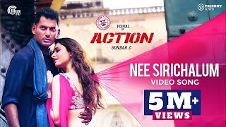 Action  Nee Sirichalum Video Song  Vishal Tamannaah  Hiphop Tamizha  Sadhana Sargam  SundarC [upl. by Aneloc]