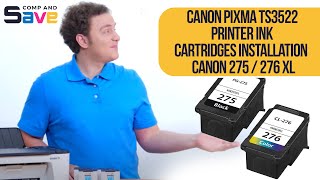 Canon PIXMA TS3522 Printer Ink Cartridges Installation  Canon 275  276 XL [upl. by Norok]