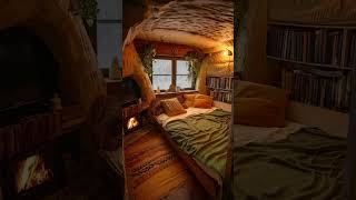 Healing Ambiance Sleep Aid Cave Cozy Cabin Burning Fireplace Blizzard Snowfall [upl. by Stelu]