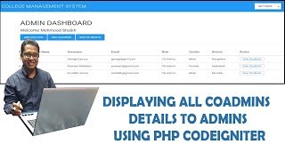 How to View all Co Admins using PHP Codeigniter3 Part17 [upl. by Keslie]