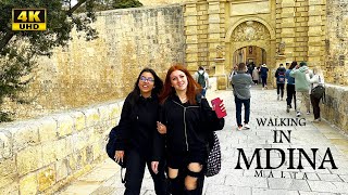 Walking in Mdina Malta  4K UHD  Walking Tour  Hidden Jem in Europe  A Full Walk through Mdina [upl. by Gaspard]