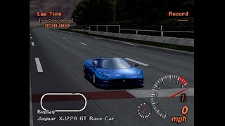 Gran turismo 2 Jaguar XJ220 GT Race Car Max Speed Gameplay All Cars Arcade Mode PS1 Blue Line Menu [upl. by Nerha248]