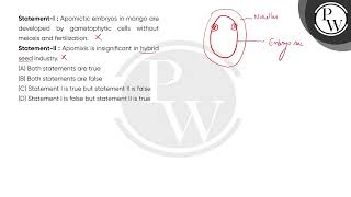 StatementI  Apomictic embryos in mango are developed by gametophytic cells without meiosis and [upl. by Artenal53]