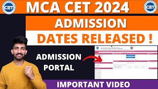 MCA CET Admission Portal Released  Mca Cet Admission Dates Released 2024 [upl. by Adiene746]