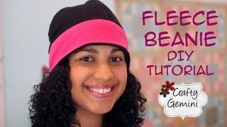 Fleece Beanie Hat DIY Tutorial [upl. by Enahs]