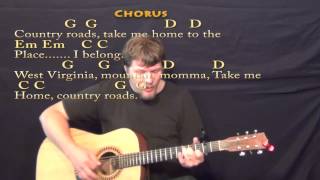 Country Roads John Denver Strum Guitar Cover Lesson with LyricsChords [upl. by Nashoma]