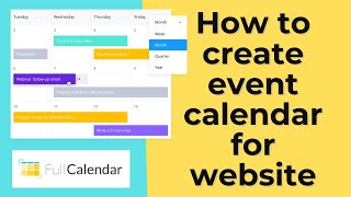 How to create event calendar for website  fullcalendar js example  how to rerender fullcalendar [upl. by Alliuqal829]