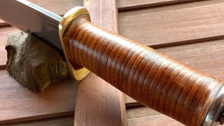 How I Compress a stacked leather handle [upl. by Airetnohs]